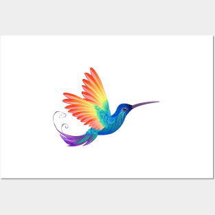 Rainbow Hummingbird Posters and Art